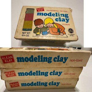 3 - Vintage Klean Klay Non Toxic Non Hardening  Modeling Clay 4 Colors CP
